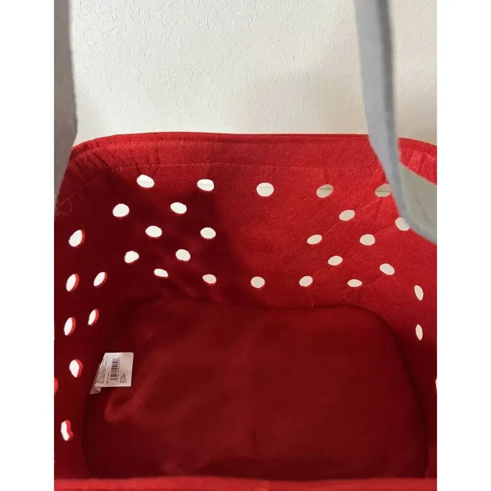 Target Halloween Trick Treat Tote Basket Pail Red Felt Bag Hyde & Eek Bullseye